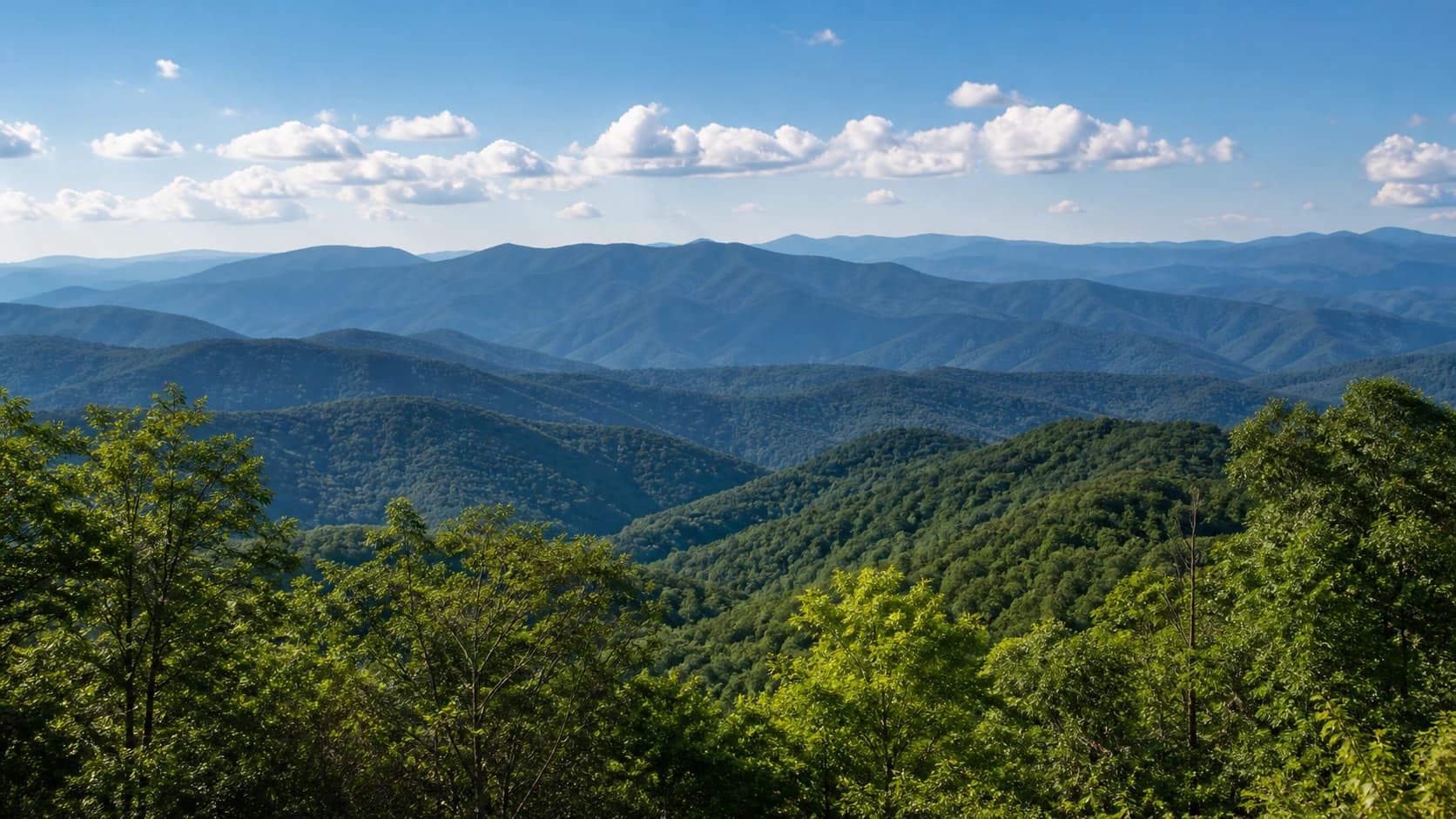 Panoramic East Tennessee Smoky Mountain ridgelines